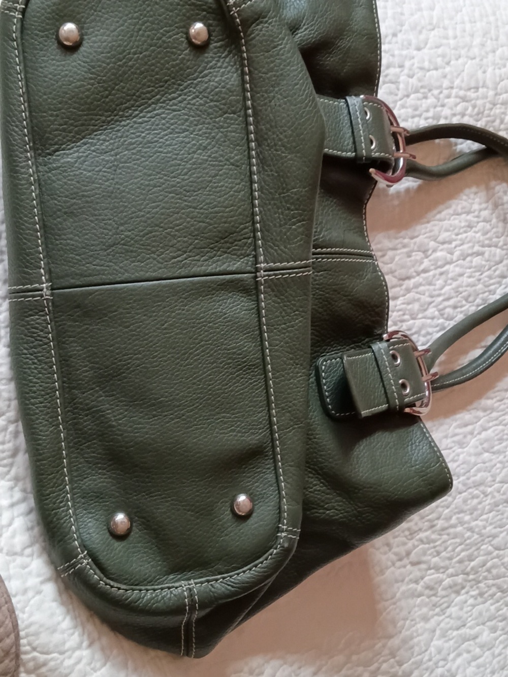 TIGNANELLO All Leather Handbag Purse, Olive Green, Like New Condition, Large - Picture 3 of 5